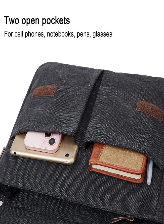 ZHIERNA Canvas Satchel Messenger Bag for Men Women, Vintage Shoulder Crossbody 13.3" Laptop Bag for Work Travel (Black) - Image 5